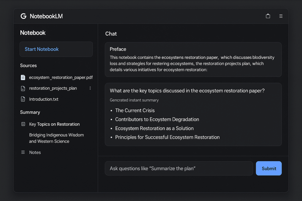 NotebookLM interface