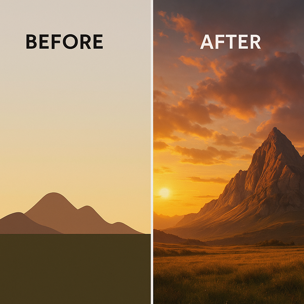 Before and after image of using runway ML