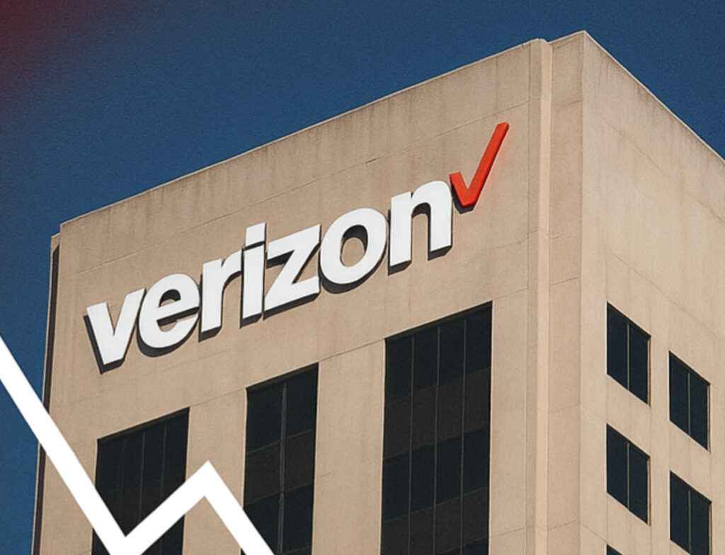 Verizon logo on a buliding .